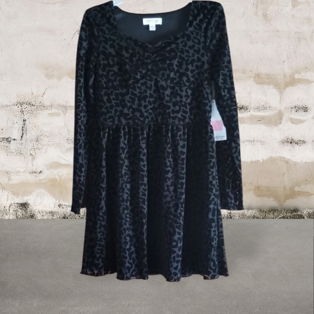 Black Leopard Print Kids Dress